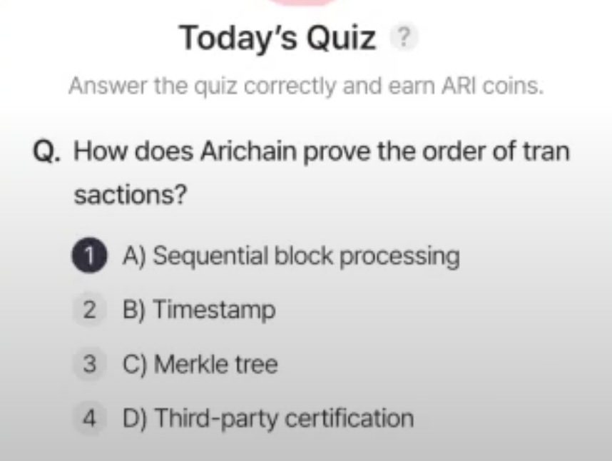 ARI Wallet Daily Quiz Answer 1 March 2025 (AriChain)